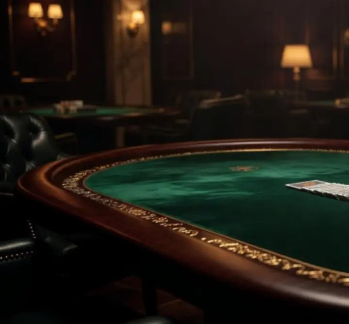 Elegancki stół pokerowy przygotowany na wieczór eventowy.