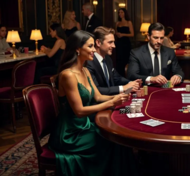 Elegancki stół pokerowy przygotowany na prywatną imprezę premium
