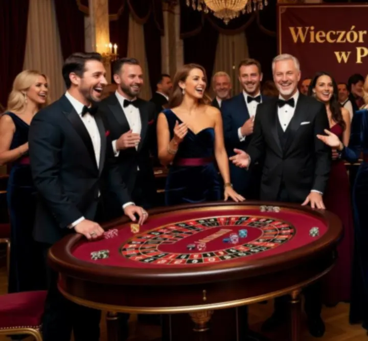Stanowiska ruletki i blackjacka na eleganckim evencie