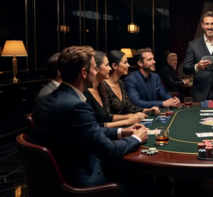 Ekskluzywny wieczór pokerowy z gośćmi przy stole